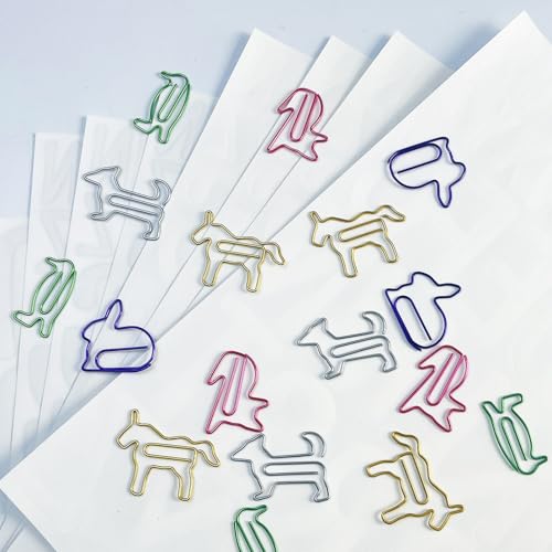 luckaide Büroklammern Bunt Motiv 50 Stück Büroklammern Metall Tiere Cartoon Design Büroklammer Groß für Büro Klassenzimmer Aktenklammer Dokumente Foto Lesezeichen