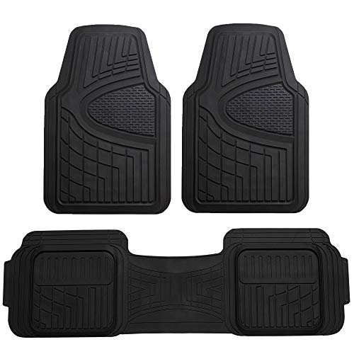 Automotive Floor Mats Black Universal Fit Climaproof for All Weather Protection Heavy Duty Rubber fits Most Cars, SUVs, and Trucks, Trim to Fit FH Group F11511BLACK
