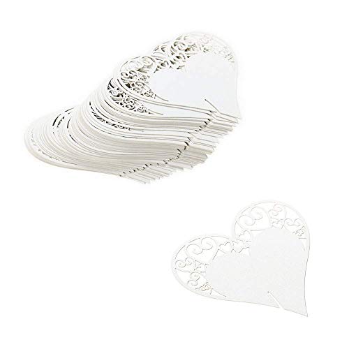 JZK 100 x Blanco Tarjetas Etiquetas Decorativas corazón Invitaciones Boda Copa Detalle Lugar Nombre Mesa para Boda cumpleaño comunión Bautizo Fiesta Navidad