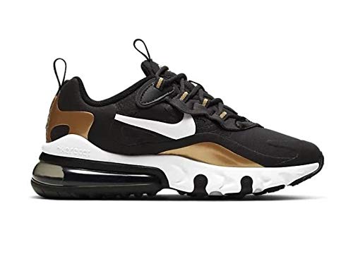 Nike Air Max 270 React GS Running Trainers BQ0103 Sneakers Shoes (UK 4 US 4.5Y EU 36.5, Anthracite Black White 005)