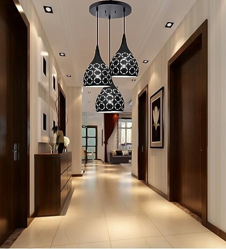 Image of Avior Black Finish Round Cluster Aluminum Dome Hanging Light Pendant Lamp (Model 5)(AC /DC)