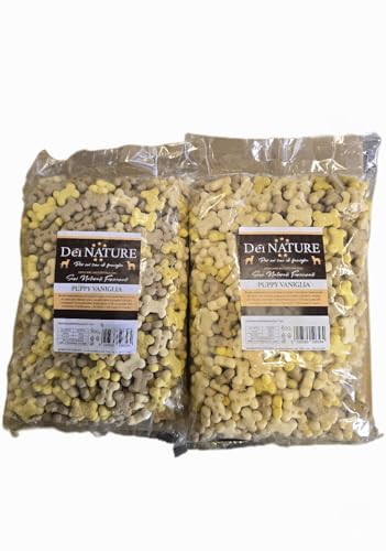 Dei Nature Biscotti per Cani,Mini Ossicini alla vaniglia, 2 Confezioni da 800g, Snack per Cani-Premio per cani