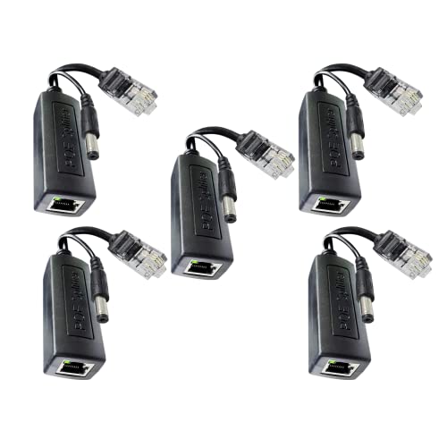 Image of 5-Pack Power Over Ethernet Adapter PoE Splitter Active 48V to 12V Compatible with POE Devices Switches IP Camera IP Phone POE5