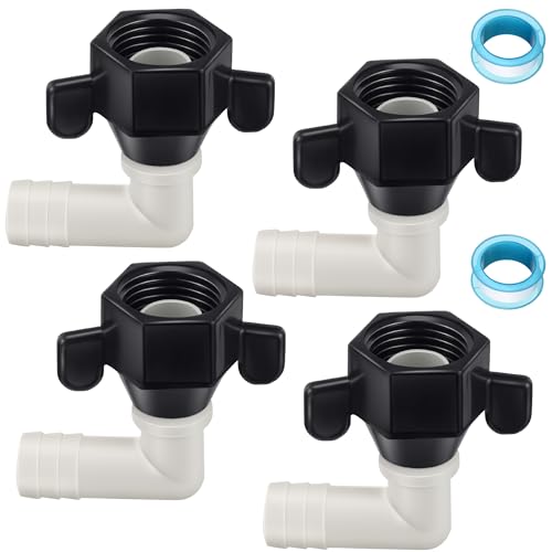 Dreyoo 1/2 Inch x 14 NPT x 1/2 Inch Barb Elbow and Straight Swivel Adapter RV Water Pump Fittings with Thread Seal Tape, Female Threaded Pex Fittings for Water Pump Strainer(4 Pack)