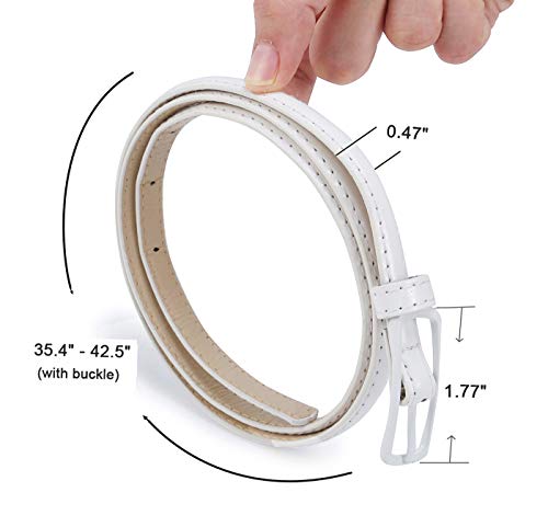 Selighting Women's Solid Color Faux Leather Skinny Belts for Dresses (One Size, White)3