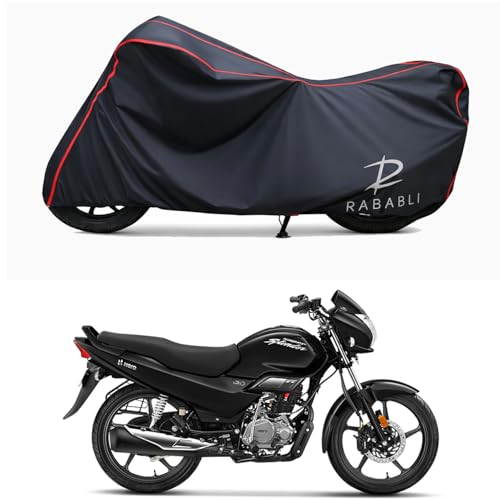 Image of Waterproof Bike Body Cover Compatible for | Hero Super Splendor BS6 | Taffeta Fabric, Red Piping Design, Bottom Elastic Fit | Dustproof, Sun UV & Rain Protection for All Bikes
