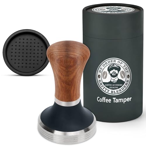 Gritty Blenders 54mm Coffee Tamper with Tamper Mat Barista Accessory in a Gift Box Compatible with 53/54mm Portafilters