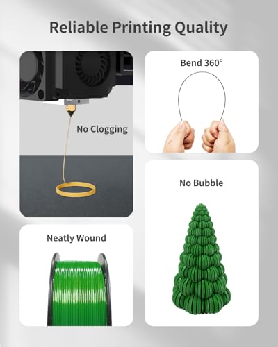 Image of PETG Filament 1.75mm 3D Printer Filament 1Kg(2.2lbs) 3D Printing Filament, Strong Toughness & High Precision + /- 0.02mm, No Tangle No Clog No Bubble, Fits for Most 3D Printers, PETG Green