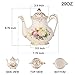 YOLIFE Flowering Shrubs Teapot, 25 oz/2 Cup Vintage Ivory Ceramic Tea Pot, Ivory Floral Teapot with Gold Trim