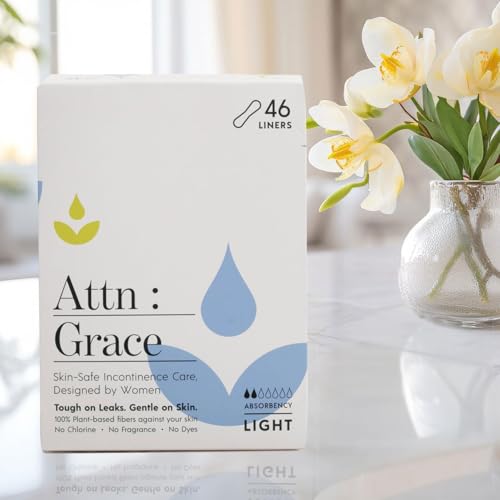 Attn: Grace Panty Liners for Women - 46 Liners – for Light Urinary Incontinence, Bladder Leakage or Postpartum - 100% Breathable & Plant-Based Materials Active Odor Control, Free from Harsh Chemicals - Image 8