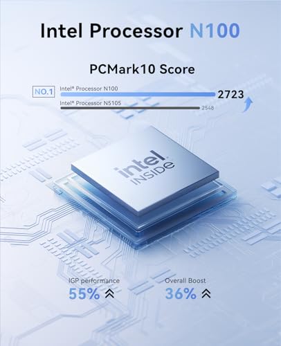 Image of KAMRUI AK1PLUS Mini Computer, 12GB LPDDR5 256GB M.2 SSD, Intel Processor N100 (Up to 3.4GHz), Mini Desktop Computer Support 4K Dual Display, WiFi 5, BT 4.2, Gigabit Ethernet, Business Office PC