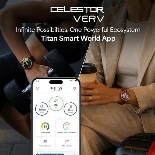 Image of Titan Celestor Verv with 1.19 inch AMOLED Display, Built-in GPS, Skin Temperature Monitoring, Luna Wellness, Smart Hydration, VO2 Max, Training Load & Readiness, 3 ATM Smart Watch for Women - Black