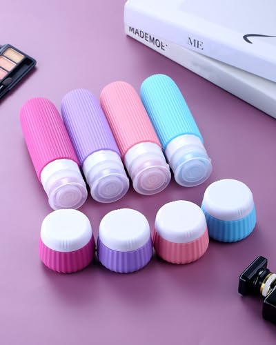 Image of Mrsdry Travel Bottles for Toiletries 8 Pack, Tsa Approved Travel Size Toiletries 3 oz, Travel Containers for Toiletries, with Clear Bag, Leak Proof Silicone Squeezable Travel Essentials Creams Jars