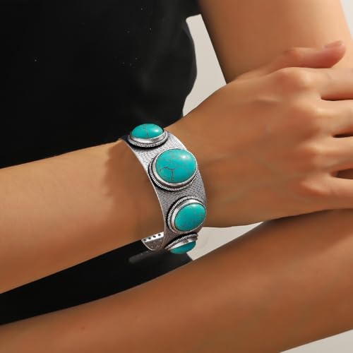CSIYANJRY99 Western Cuff Bracelet for Women Bohemian Vintage Turquoise Cuff Bangle Bracelets Cowgirl Country Concert Rodeo Jewelry Outfits for Women2