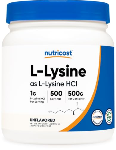 Nutricost L-Lysine Powder 500 Grams - Pure L-Lysine Non-GMO Gluten Free