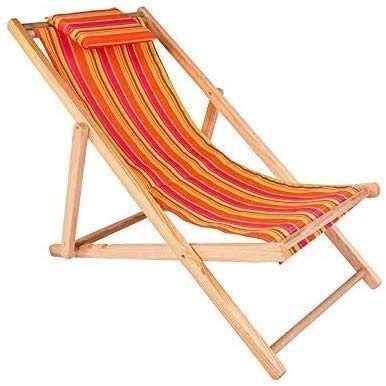 Chaise longue de jardin en bois massif et toile extérieure haut de gamme