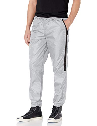 Southpole Men's Colorblock Athletic Wind Pants, Light Grey, Large