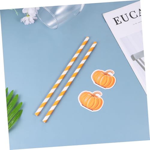 40 pitillos de papel naranja con calabaza biodegradable miniatura 7