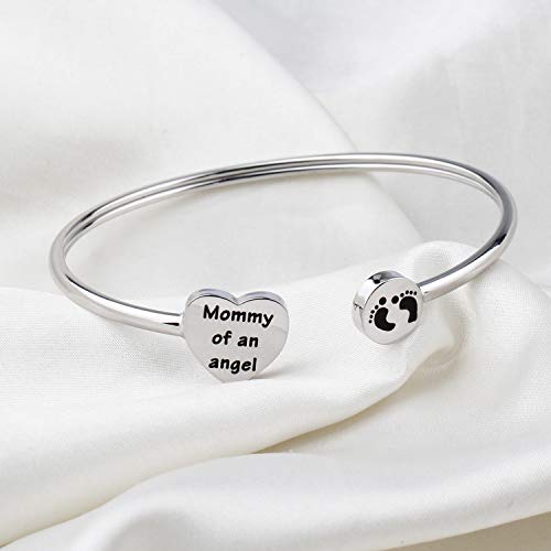 MYOSPARK Mommy of an Angel Baby Feet Cuff Bangle Bracelet Memorial Jewelry Miscarriage Sympathy Gift for Infant Child Loss Pregnancy Loss2