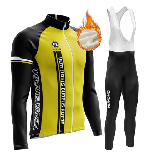 NUNOMO Hombre,Manga Larga Transpirable + Culottes Bici 9D Gel Equipos Conjunto Ciclismo Manténgase abrigado en Invierno,Traje de Ropa de Bicicleta de Montaña MTB Ciclista (L,TYPE-3B)