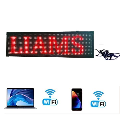 Image of LED Scrolling Message Display Board - Programmable Red Color Digital Sign 27 x 8 Inch for Indoor /Outdoor Use
