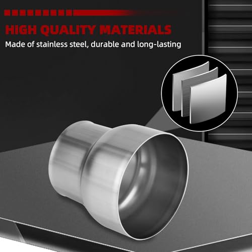 Image of Exhaust Adapter Connector 3 inch ID to 4 inch OD, A-KARCK Exhaust Pipe Reducer 4 inch Overall Length 304 Stainless Steel