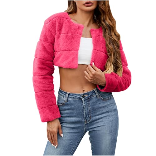 XUNRYAN Womens Fashion Faux-Fur Coat Cropped Half Jacket Winter