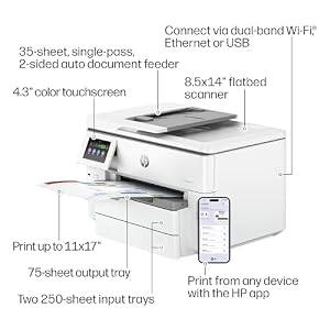 HP OfficeJet Pro 9730 Wide-Format Wireless All-in-One Color Inkjet Printer, Print, scan, Copy, fax, up to 11x17 ADF, Duplex Print/scan, Best-for-Office, 3 Month Trial of Instant Ink Included(C2WH0A) — photo 5 of 6