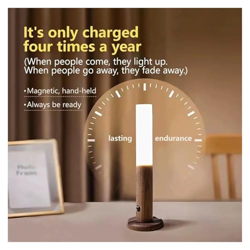 Aplique de pared LED recargable de madera blanca con sensor de movimiento, pack de 3 unidades 5