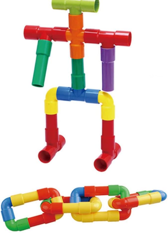 Toddmomy STEM Building Blocks Toy, Plastic Tube Locks Construction Building Blocks Set Educational Tube Learning Toy for Boys Girls (Pack of 2)
