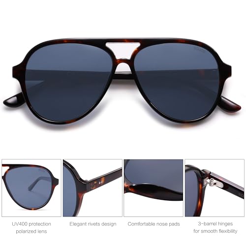 Image of SOJOS Classic Polarized Aviator Sunglasses for Women Men, Retro Trendy Aviators Shades SJ2201