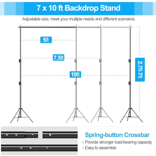 Image of EMART 10x7Ft Heavy Duty Backdrop Stand, Adjustable Banner Stand for Photo