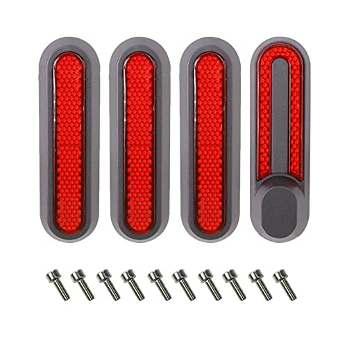 Coprimozzi Per Ruota Con Riflettori Per Xiaomi M365/PRO/PRO2 – Set Da 4 In ABS Rosso Con Strisce Riflettenti E Viti