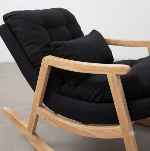 Image of CRAFTCITY Solid Sheesham Wood Relaxing Chair with Ottoman (Black)