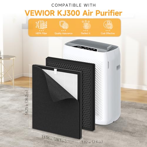 Image of KJ300 Replacement Filters,Compatible with VEWIOR KJ300 Purifier | 3-Stage Filtration | 2 Pack Main Filter + 4 Pre-Filter