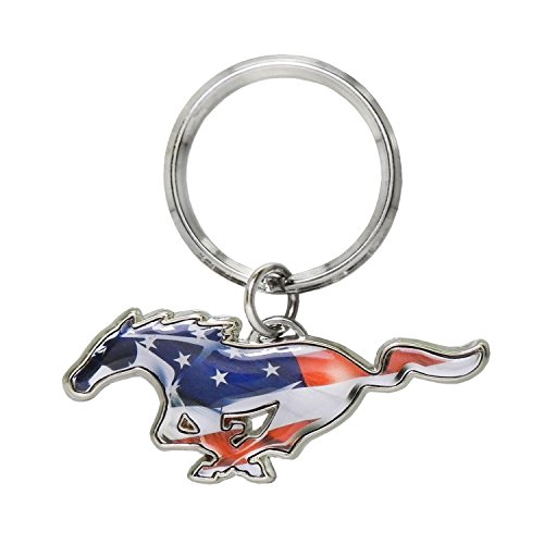 iPick Image Ford Mustang Running Pony in The USA Flag Metal Key Chain