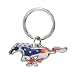 Ford Mustang Running Pony in USA Flag Metal Key Chain, Key Charm, Keychain by iPick Image for 2000 to 2018 Mustang