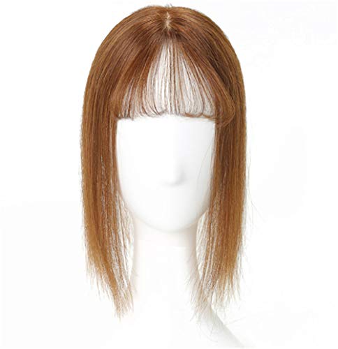 Surpiqûres de cheveux avec frange en soie naturelle marron 40,6 cm