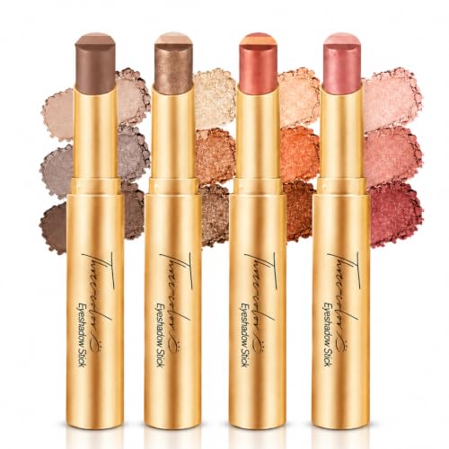 Image of 3 Colour Eyeshadow Stick Set, Cream Shimmer Eyeshadow Pencil, 4PCS