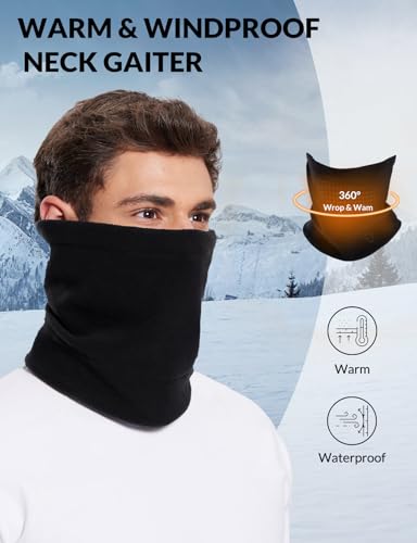 Baleaf Fleece Neck Gaiter For Men And Women - Winter Face Mask Ski Neck Warmer Cold Weather Gear For Running Black thumb #5
