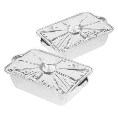 CHICAMPERA 2Stücke Rechteckige Alufolie Grillschalen mit Deckel