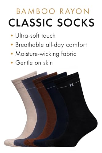 NUDUS UNDERWEAR Bamboo Rayon Classic Dress Socks 5-Pair Gift Box - Very Soft Thin Breathable3