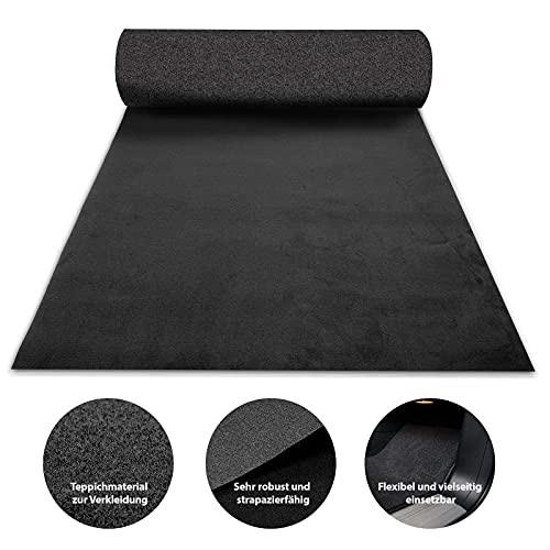 Floordirekt Autoteppich M Kofferraummatte | Innenraumverkleidung für Auto Restauration & Instandhaltung aus hochwertiger Velours-Oberfläche | Meterware Kofferraum Schutzmatte 4mm Grau 100 x 300 cm