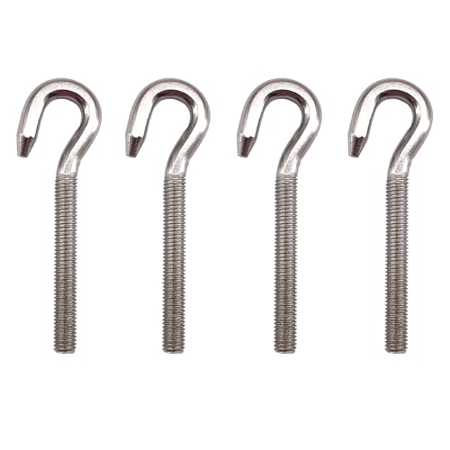 Image of Long Shank Hook Bolts M12 304 Stainless Steel Round Hooks Eyelet Bolts Ring Screw for Yacht Boat Marine Swing Chair Yoga Hammock 4 Pack