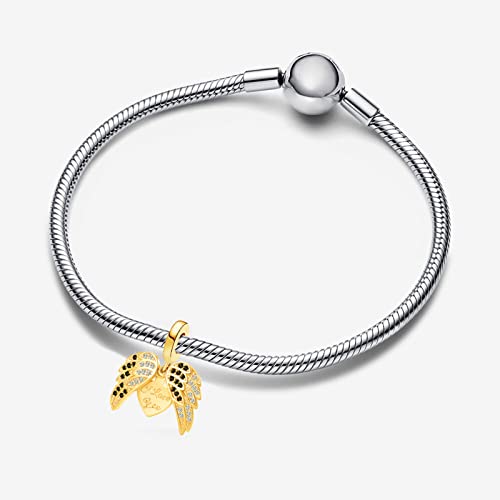 Qeensekc Gold Angel Wing Openable Heart Charm Pave Cz Bead For Pandora Bracelet Mothers Day Birthday Gift #TOP3