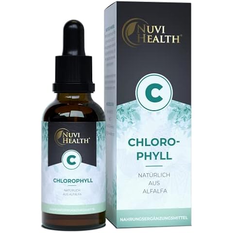 Chlorophyll Tropfen 100 ml - Premium: Bis zu 4-fach höher dosiert - Flüssiges Chlorophyll aus Alfalfa Extrakt - Mit gereinigtem Osmosewasser - Vegan Cover