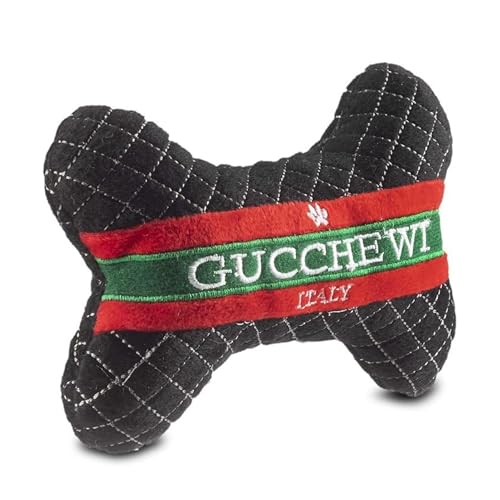 Dog Diggin Designs Gucchewi Plush Dog Toy Bone | Luxury-Inspired Parody Designer Bone with Squeaker, Soft Plush Chew & Play Dog Toy – Prêt-à-Porter Play! - Image 3