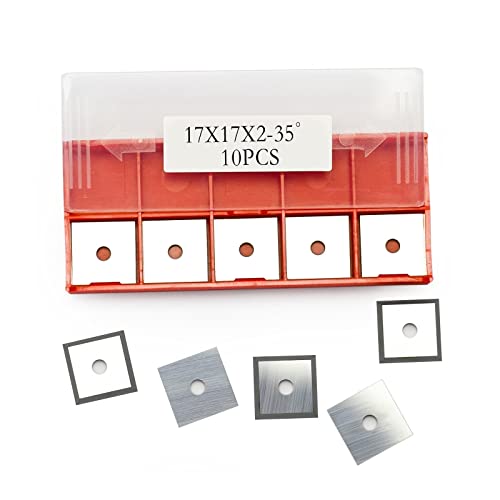 DUPHA 10pcs 17x17x2.0mm Square Carbide Cutter Inserts, 17mm Tungsten Carbide Replacement Cutter Inserts for Wood Turning Roughing Tool