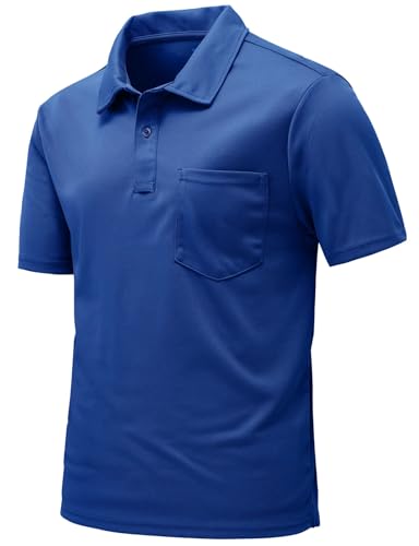 Image of Rdruko Men's Polo Shirts Short Sleeve Quick Dry Outdoor Golf Sports Shirts with Pocket