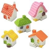 EMiEN 5 Pieces Mini House Miniature Ornament Kits,Miniature Ornament for DIY Dollhouse Decoration Fairy Garden Plant Décor